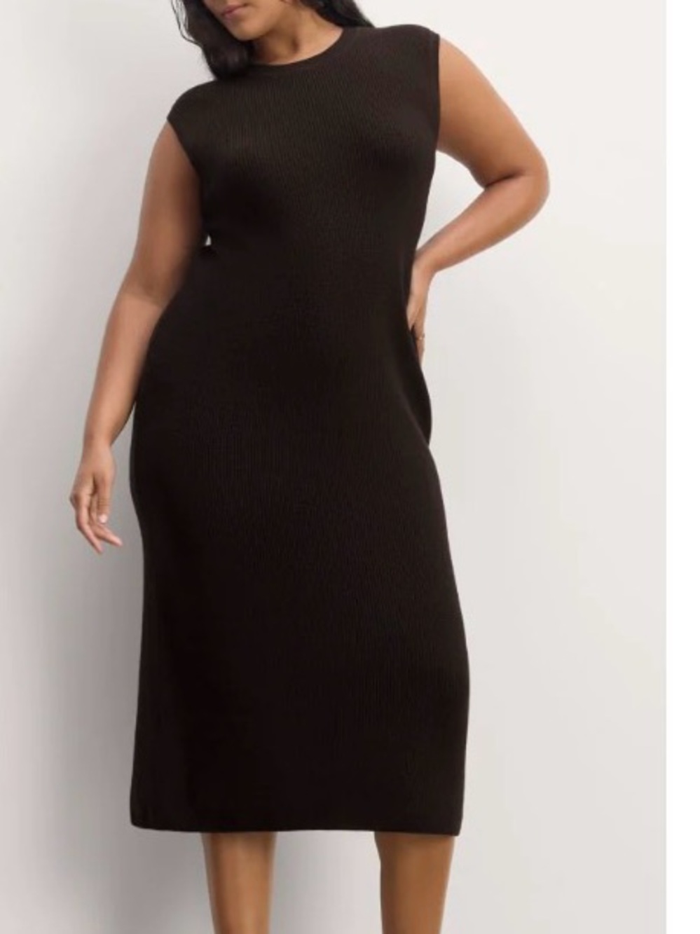 Everlane Sleeveless Ribbed Midi Dress - Black
